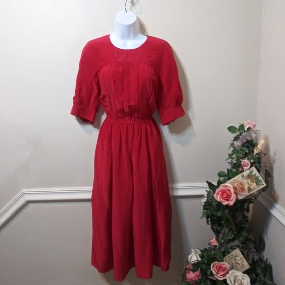 LK Bennett Red Midi Dress New With Tags - Picture 3 of 13